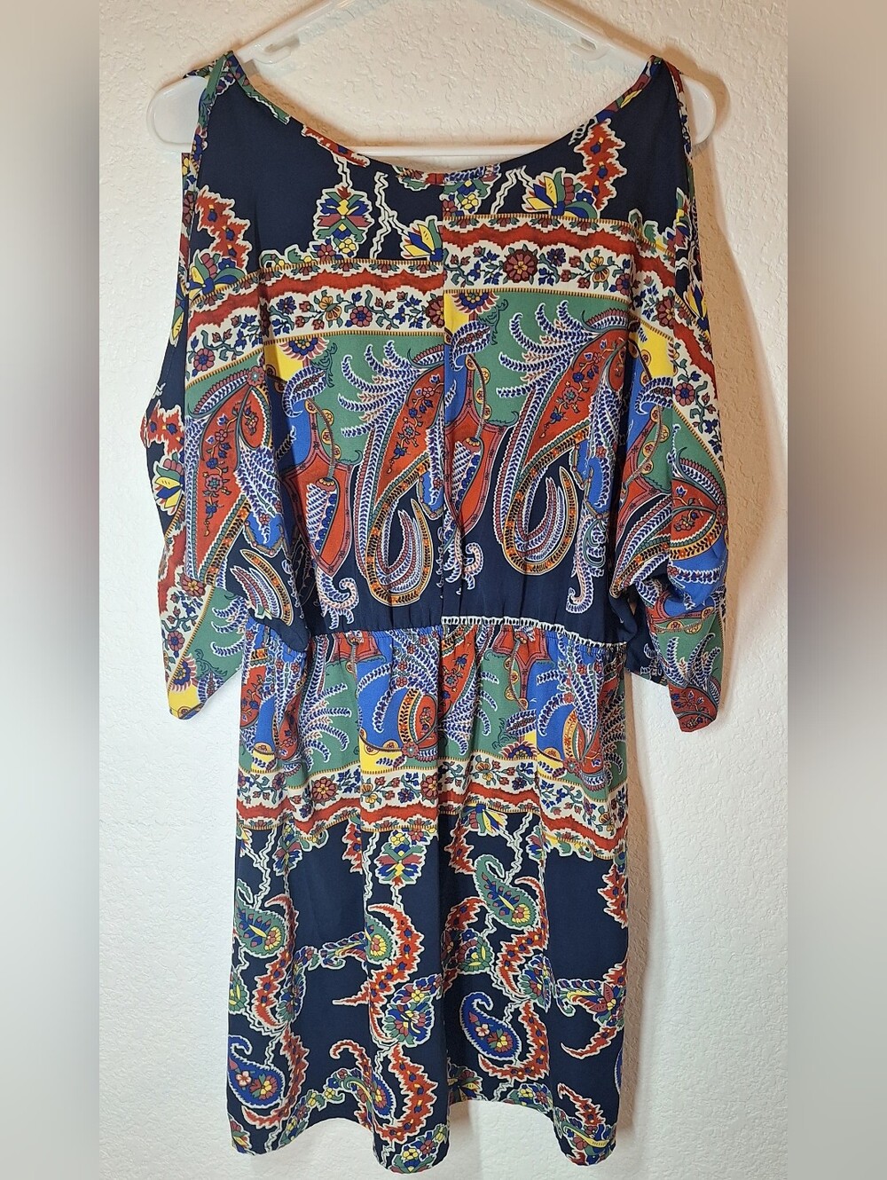 Boho Paisley Printed Maxi Dress - Navy with Multi Colors